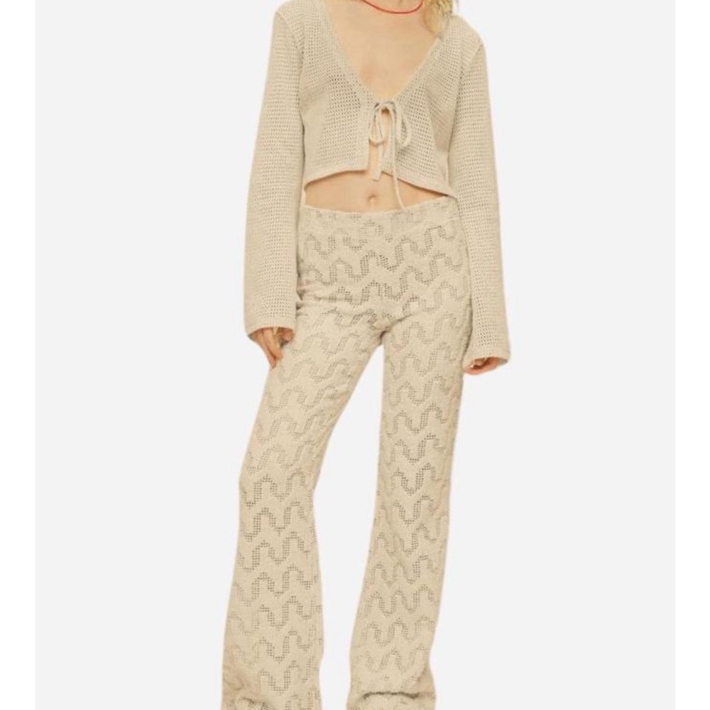 OAS Cream Knit Wide Leg Pants